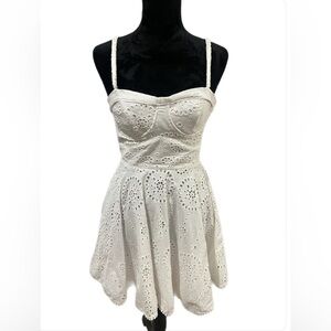 Zara White Eyelet Mini Dress- extra small